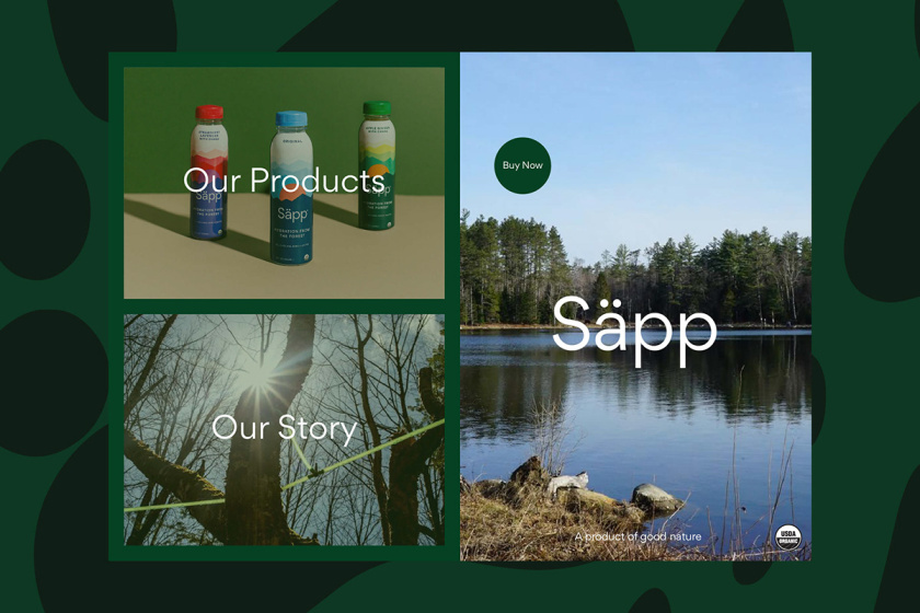 S?pp薩普純天然樺樹瓶裝飲用水包裝設計，分層漸變色塊設計