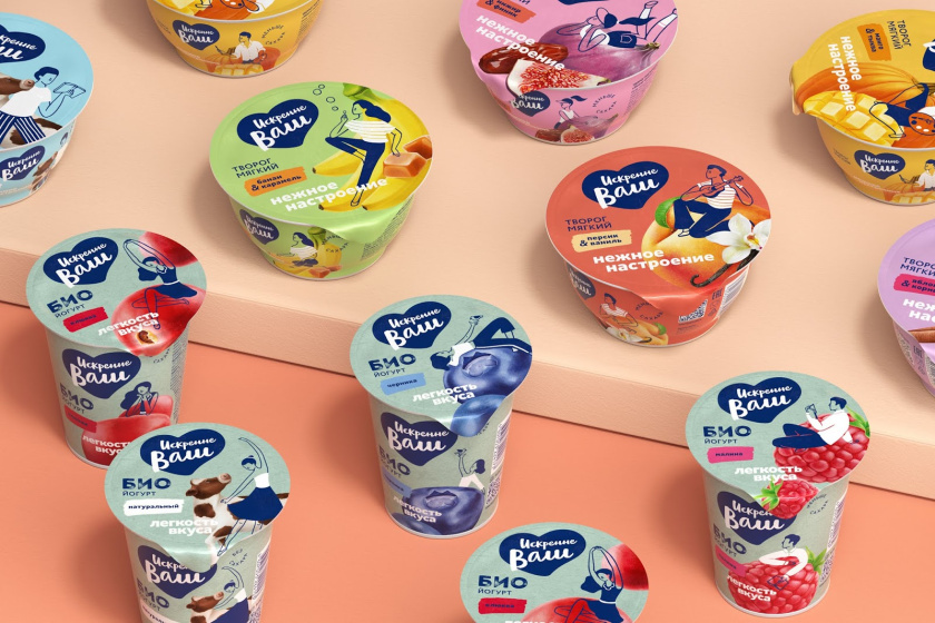 Truly Yours 酸奶包裝設(shè)計(jì)，人物與水果虛實(shí)結(jié)合的插畫(huà)設(shè)計(jì)手法