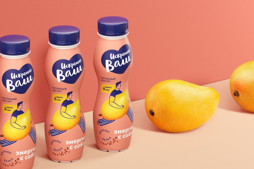 Truly Yours 酸奶包裝設(shè)計(jì)，人物與水果虛實(shí)結(jié)合的插畫(huà)設(shè)計(jì)手法