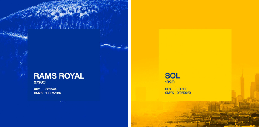 洛杉磯公羊橄欖球隊(duì)logo設(shè)計(jì)品牌形象設(shè)計(jì)，LA字母組合成公羊簡(jiǎn)約造型