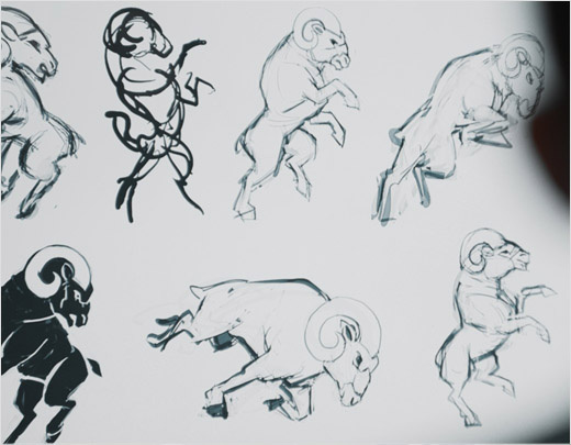 洛杉磯公羊橄欖球隊(duì)logo設(shè)計(jì)品牌形象設(shè)計(jì)，LA字母組合成公羊簡(jiǎn)約造型