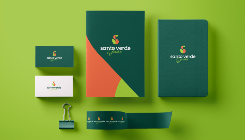 圣維德園藝鮮花綠植花園品牌形象vi視覺識別設計，多彩幾何圖形風格