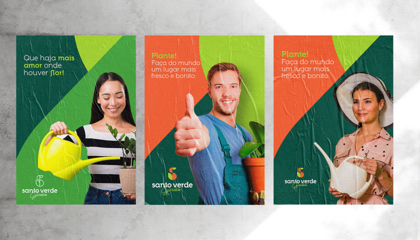 圣維德園藝鮮花綠植花園品牌形象vi視覺識別設計，多彩幾何圖形風格