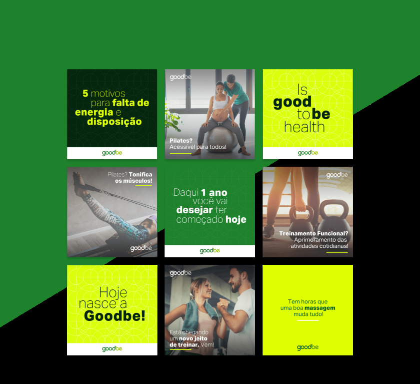 Goodbe健身中心品牌vi形象設(shè)計，一個積極活力和動態(tài)綠色的鏈接形象