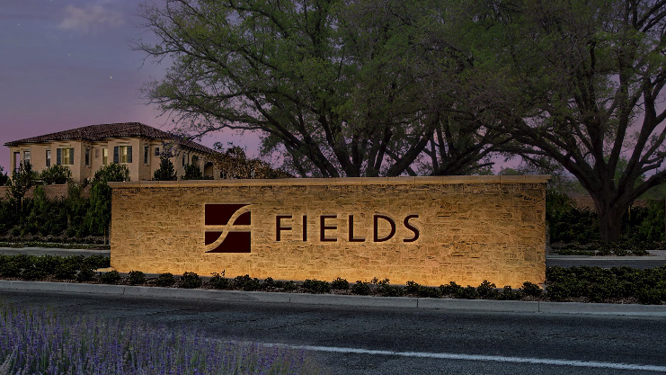 Fields菲爾茲莊園社區(qū)住宅地產(chǎn)logo設(shè)計，彎曲“F”表示河流和干道的交叉