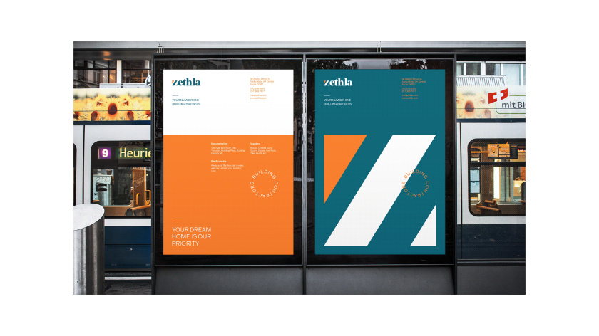 Zethla 建筑公司logo設(shè)計(jì)vi設(shè)計(jì),正方形被斜切出字母Z+藍(lán)橙工業(yè)配色 Zethla 建筑公司logo設(shè)計(jì)vi設(shè)計(jì),正方形被斜切出字母Z+藍(lán)橙工業(yè)配色