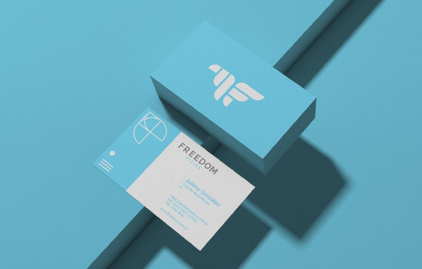 Freedom 旅游公司logo設(shè)計(jì)vi設(shè)計(jì)，輕快的淺藍(lán)色風(fēng)格