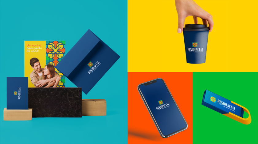 Residencial高端住宅地產(chǎn)logo設(shè)計(jì)vi設(shè)計(jì)，教堂+太陽(yáng)+想日款+馬賽克元素