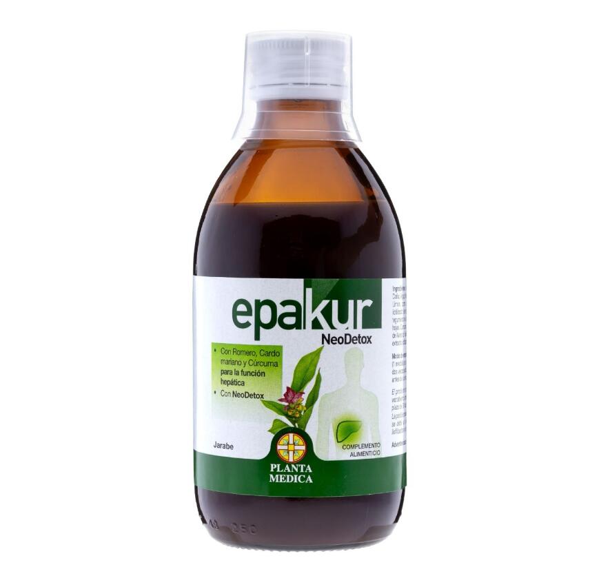 Epakur 肝功能清潔糖漿藥品包裝設計，手繪水彩草本植物插畫與人體風格