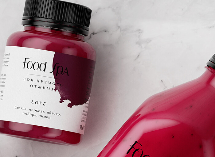 FoodSpa健康排毒果汁食品包裝設(shè)計(jì)，自然水彩配色方案