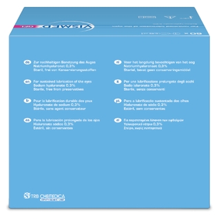 VISMED 干眼癥眼藥水包裝設(shè)計，突出眼球的水彩風(fēng)格包裝