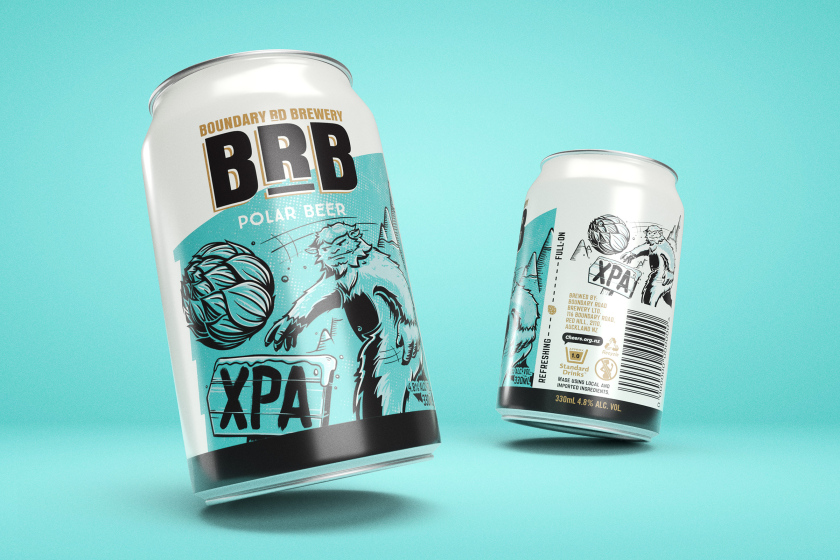 BRB易拉罐啤酒包裝設(shè)計(jì)，有趣的啤酒花線條插畫設(shè)計(jì)