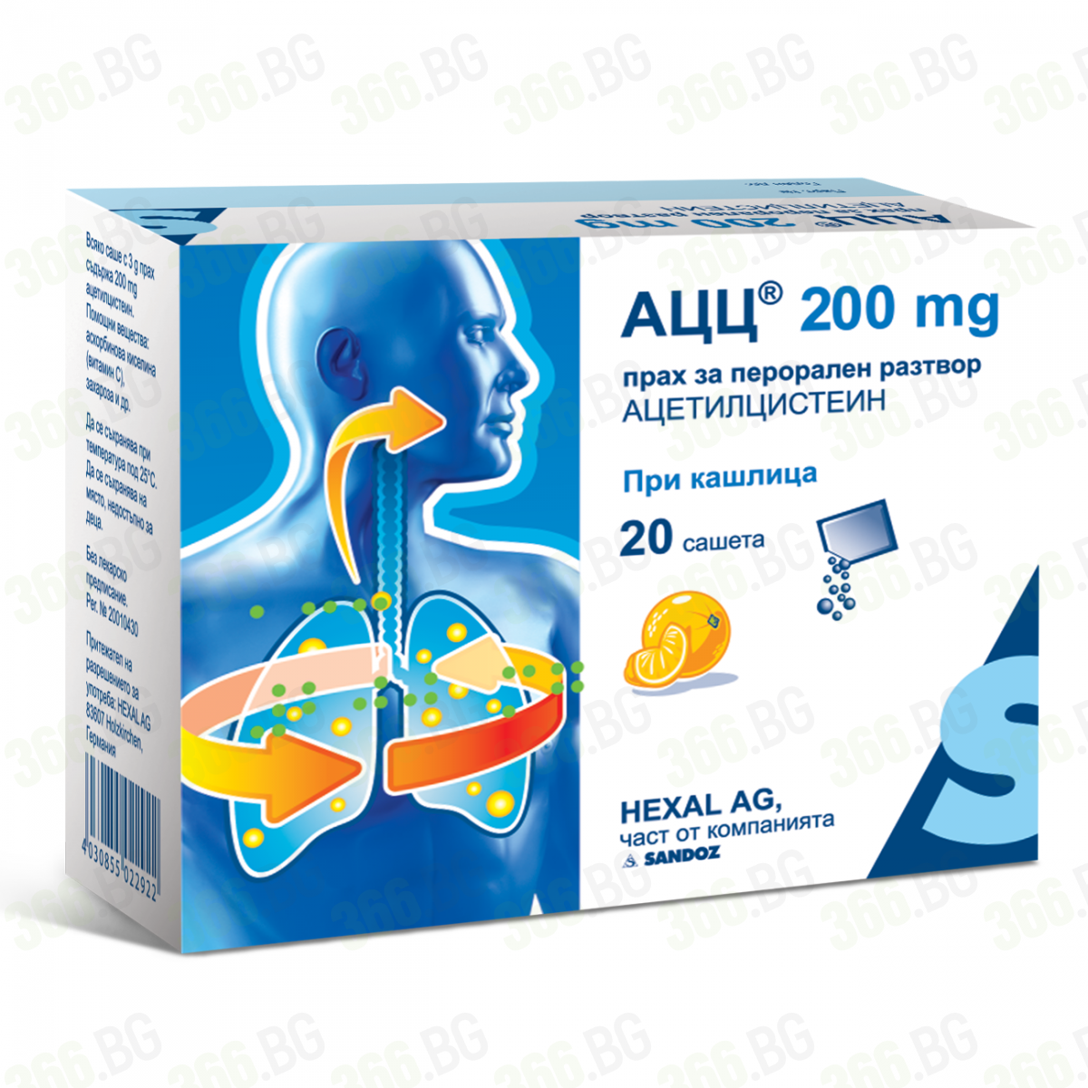 ACC抗支氣管炎藥品盒包裝設(shè)計(jì)。成人人體模型疊加肺部支氣管圖形