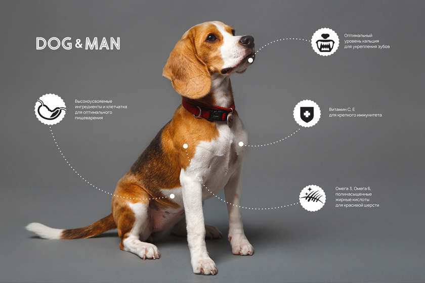 DOG&MAN 狗糧寵物食品包裝設(shè)計(jì)，男人與狗的親密照片