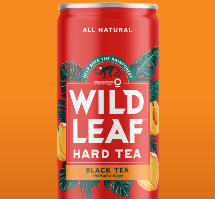 Wild Leaf 野葉硬茶水果混合茶飲飲料易拉罐包裝設(shè)計(jì)，紅色熱帶雨林插畫風(fēng)格
