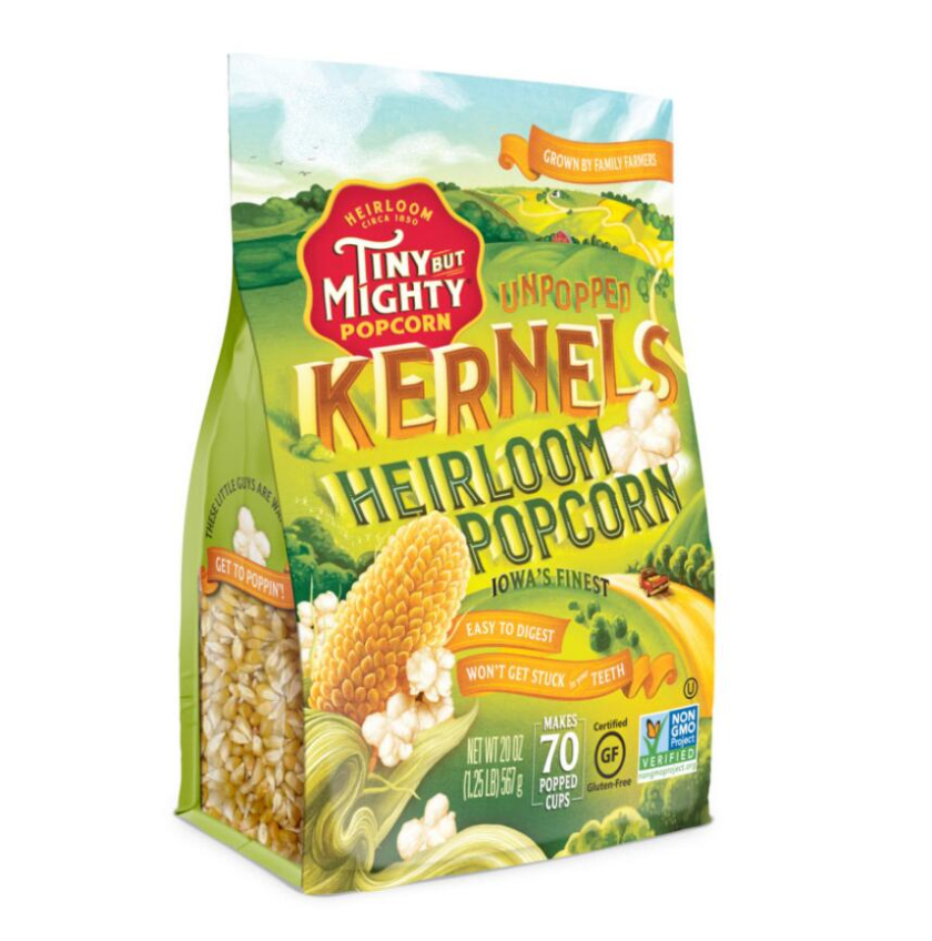 Tiny Mighty 袋裝爆米花包裝設(shè)計,非常藝術(shù)的田園風(fēng)格玉米與農(nóng)莊插畫設(shè)計 Tiny Mighty 袋裝爆米花包裝設(shè)計,非常藝術(shù)的田園風(fēng)格玉米與農(nóng)莊插畫設(shè)計