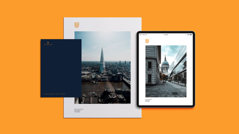 LUGHMAN 消費品公司迷宮線條盾牌logo設(shè)計與vi設(shè)計