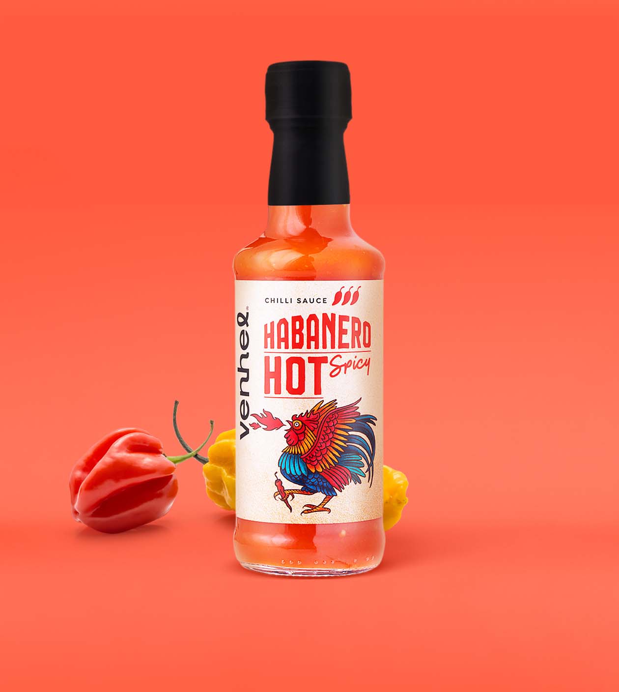 VENHEL辣醬包裝設(shè)計(jì)“手繪公雞插圖”