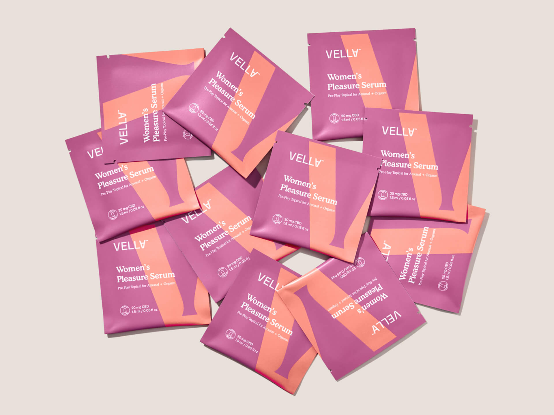 Vella女性愉悅精華素包裝設(shè)計，化妝品風格，突出v字母識別