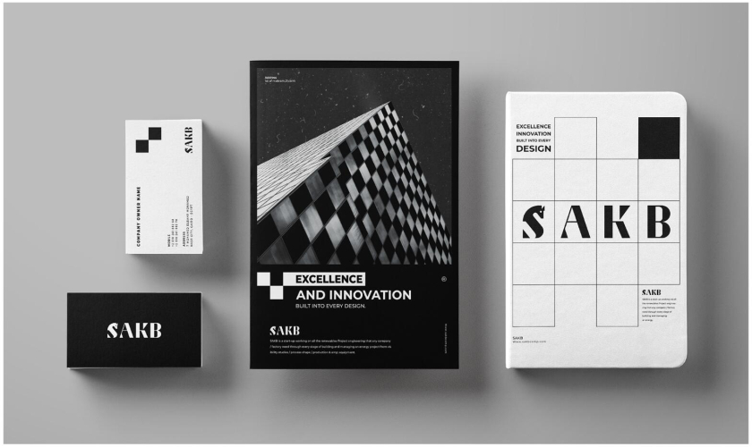 SAKB可再生能源建筑公司企業(yè)vi形象設(shè)計(jì)—S+國(guó)際象棋馬logo設(shè)計(jì)與棋盤輔助圖形設(shè)計(jì)