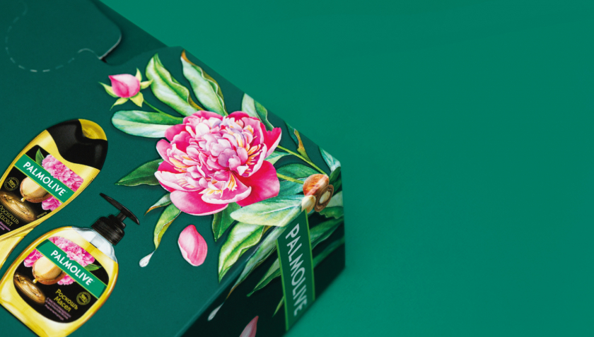 Palmolive 洗護(hù)沐浴露禮品套裝禮盒包裝設(shè)計(jì),對角線植物圖案 Palmolive 洗護(hù)沐浴露禮品套裝禮盒包裝設(shè)計(jì),對角線植物圖案