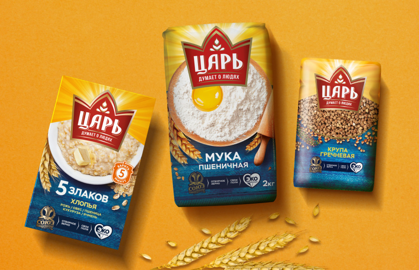 俄羅斯Tsar沙皇品牌谷物麥片食品紙盒包裝設(shè)計(jì)logo設(shè)計(jì)“日出皇冠”元素
