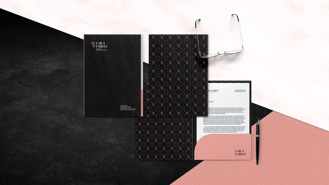 Laila Farias 法律律師工作室品牌vi視覺(jué)形象識(shí)別設(shè)計(jì)，優(yōu)雅的女性風(fēng)格