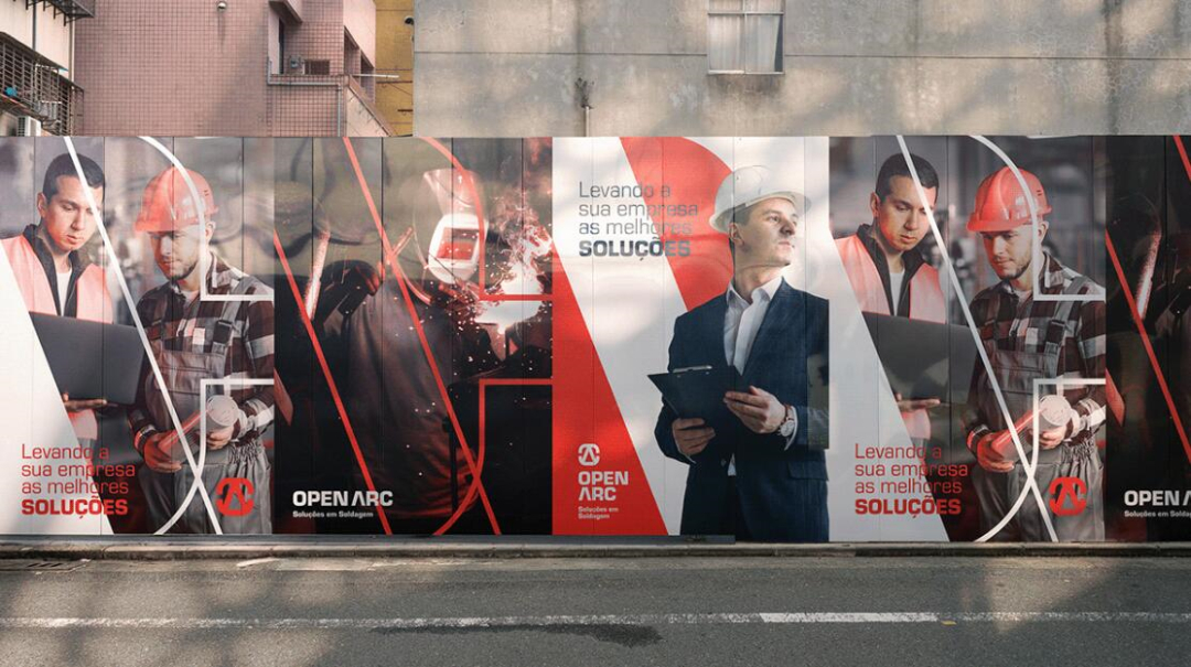 Open Arc 焊接解決方案公司企業(yè)視覺形象識別設(shè)計，字母O+A電弧打開圖形