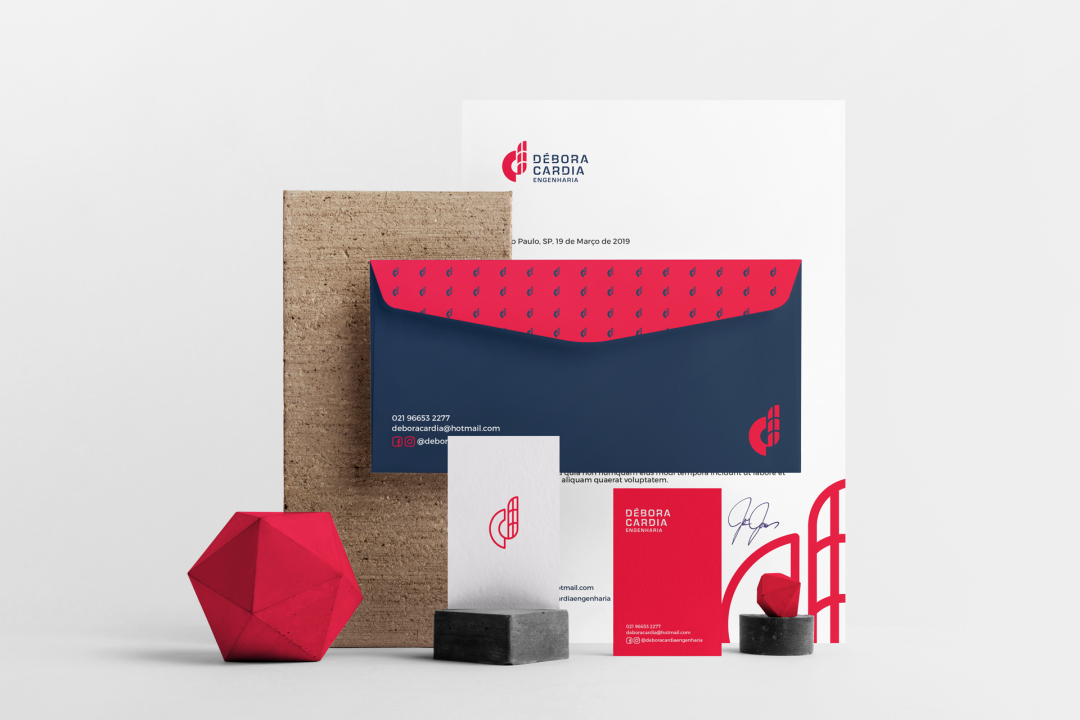 Débora Cardia 土木建筑公司品牌形象設(shè)計(jì)logo設(shè)計(jì)vi設(shè)計(jì)，字母dc+大樓圖形