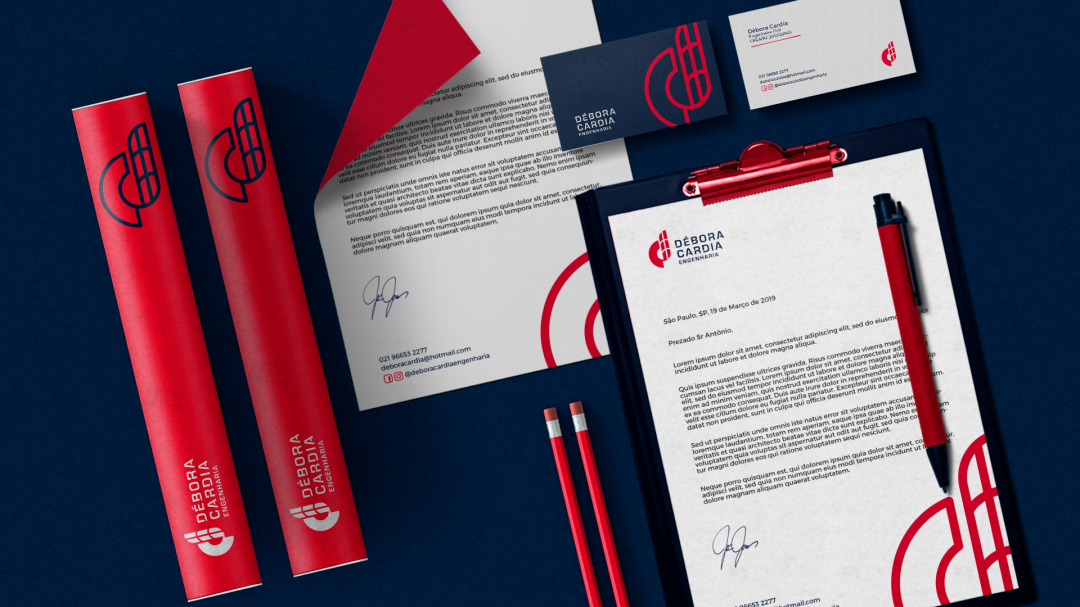 Débora Cardia 土木建筑公司品牌形象設(shè)計(jì)logo設(shè)計(jì)vi設(shè)計(jì)，字母dc+大樓圖形