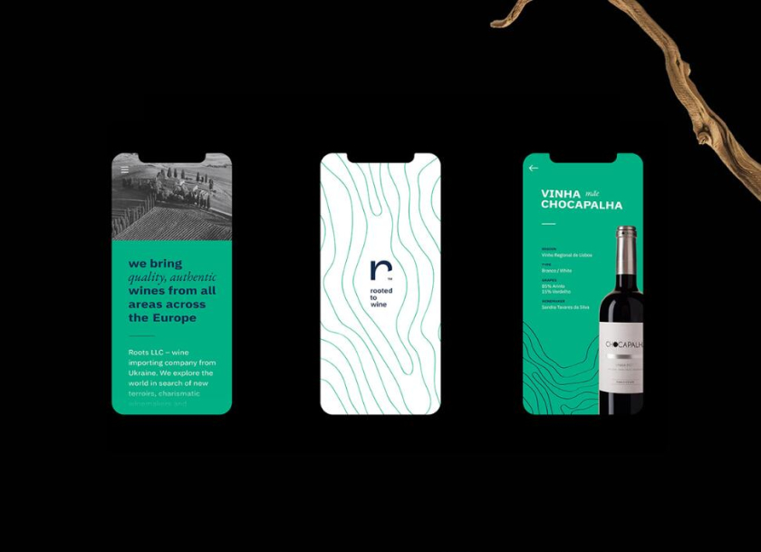 Roots 烏克蘭進(jìn)口葡萄酒公司vi設(shè)計，梯田線條元素