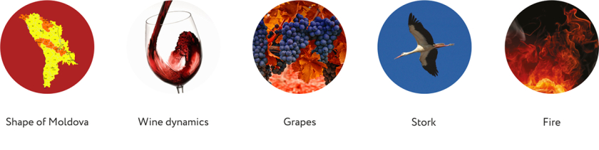 摩爾多瓦釀酒師協(xié)會(huì)logo設(shè)計(jì)“地圖+酒滴+葡萄+白鸛展翅+火”