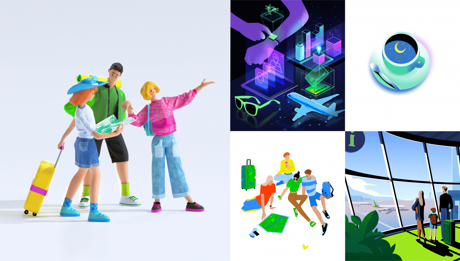 Сбер 金融銀行品牌重塑視覺形象vi設(shè)計(jì)系統(tǒng)-輔助插圖設(shè)計(jì)