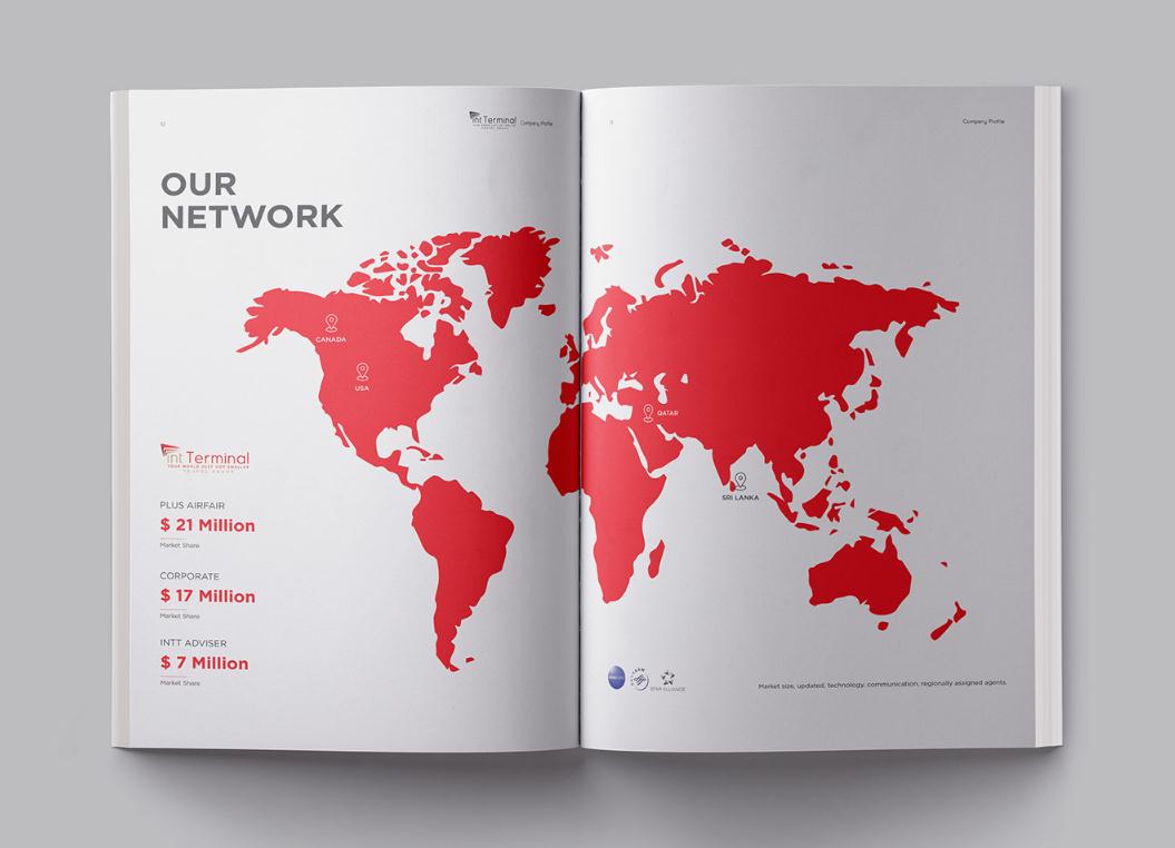 Terminal定制旅游公司宣傳畫冊設(shè)計(jì)“紅藍(lán)配色”，全方位的服務(wù)