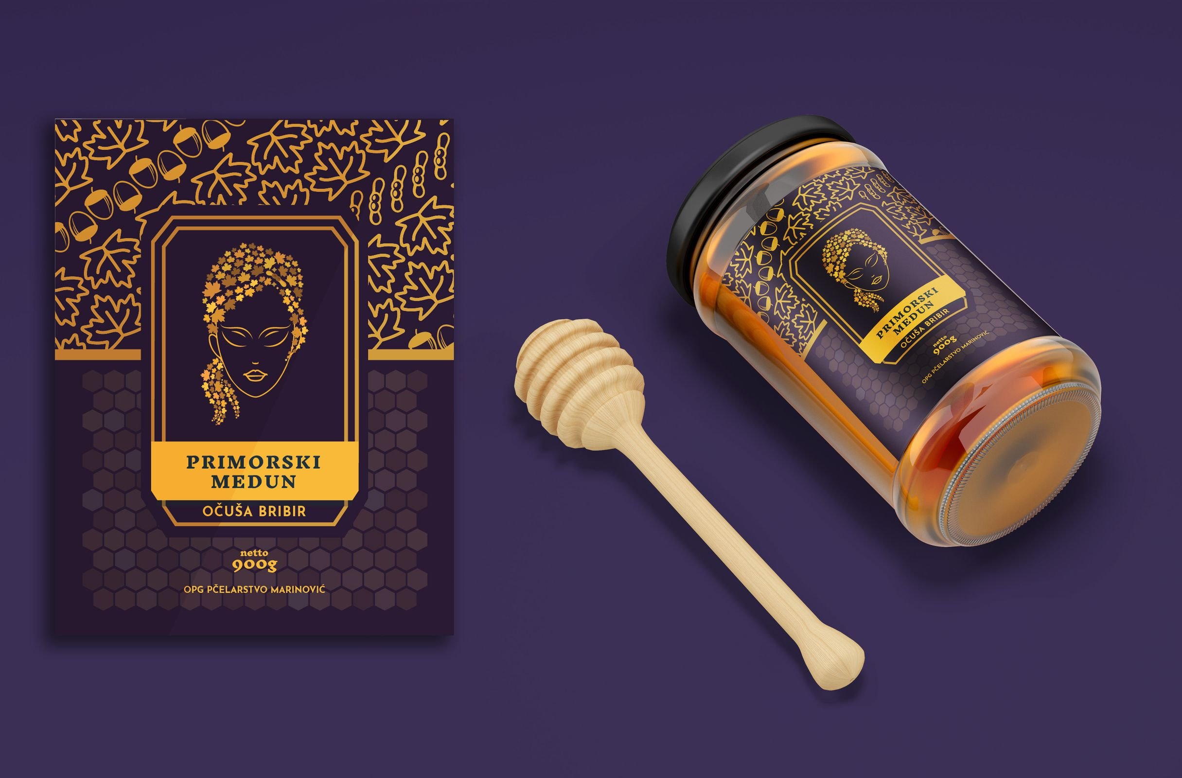 PRIMORSKI 灌裝蜂蜜標簽包裝設(shè)計“人物”頭像插畫