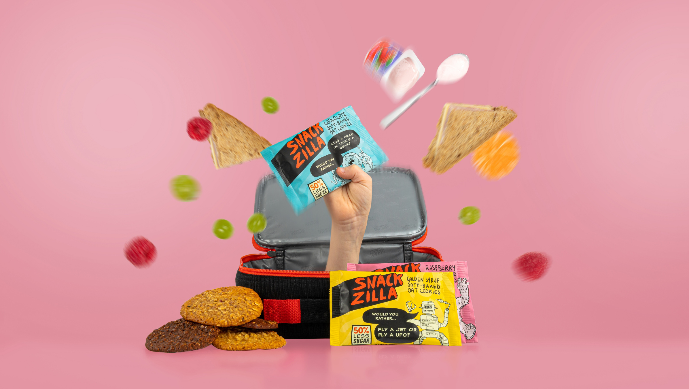 Snackzilla 燕麥餅干兒童低糖零食包裝設(shè)計(jì),夸張的動(dòng)物線條插畫 Snackzilla 燕麥餅干兒童低糖零食包裝設(shè)計(jì),夸張的動(dòng)物線條插畫