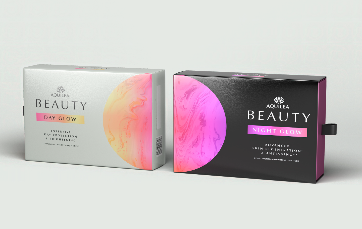 AQUILEA貴婦逆齡飲日夜沖飲套裝營養(yǎng)美容產(chǎn)品包裝設(shè)計(jì)