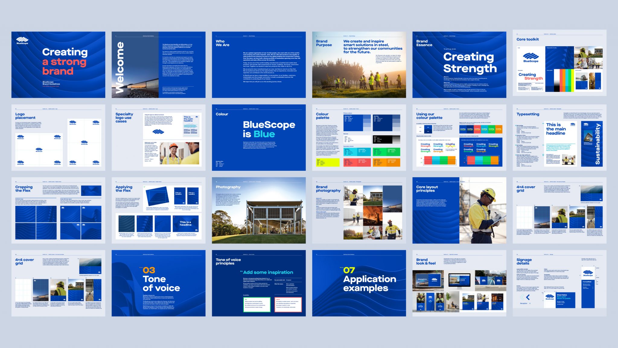 BlueScope油漆涂層鋼鐵產(chǎn)品制造商品牌形象企業(yè)vi設(shè)計(jì)“藍(lán)色動(dòng)態(tài)彎曲”輔助圖形