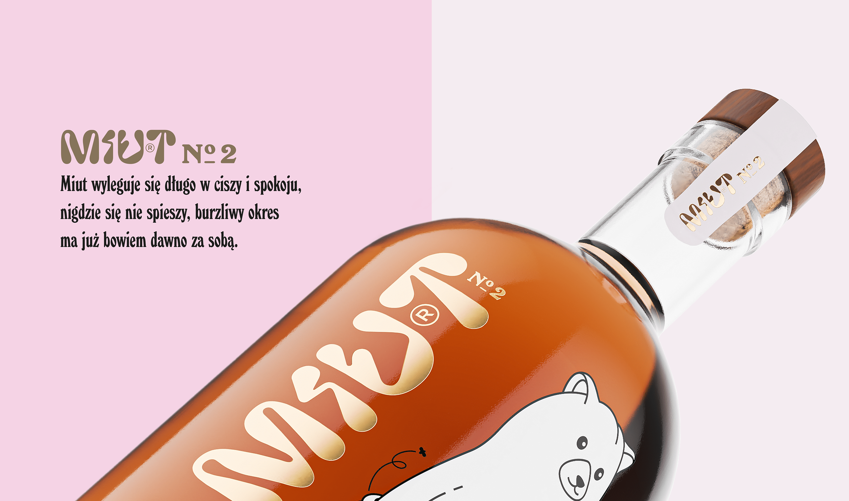 Miut 蜂蜜酒品牌包裝設(shè)計,一只拿著蜂巢的熊插畫