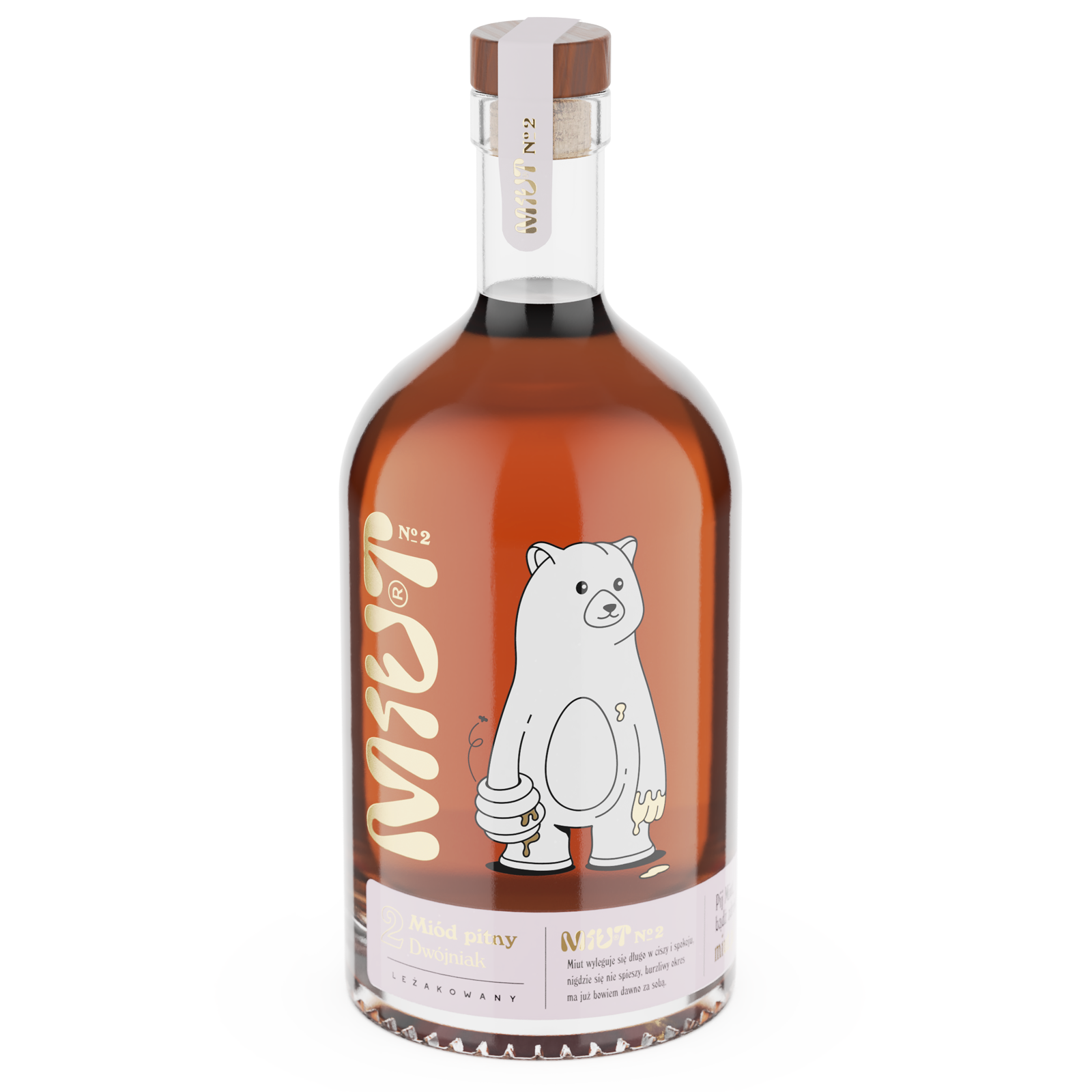 Miut 蜂蜜酒品牌包裝設(shè)計,一只拿著蜂巢的熊插畫
