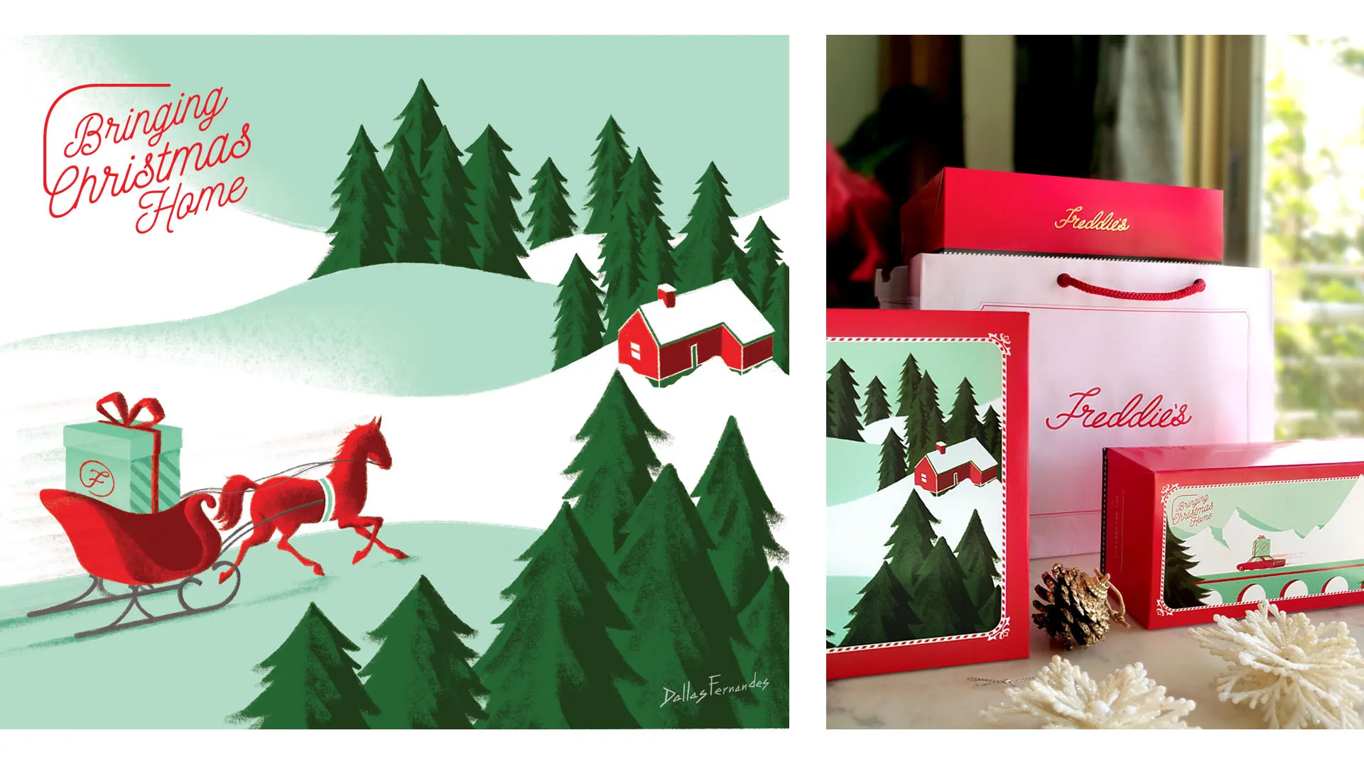 FREDDIE圣誕糖果節(jié)日禮品包裝設(shè)計(jì)，將圣誕帶回家插畫
