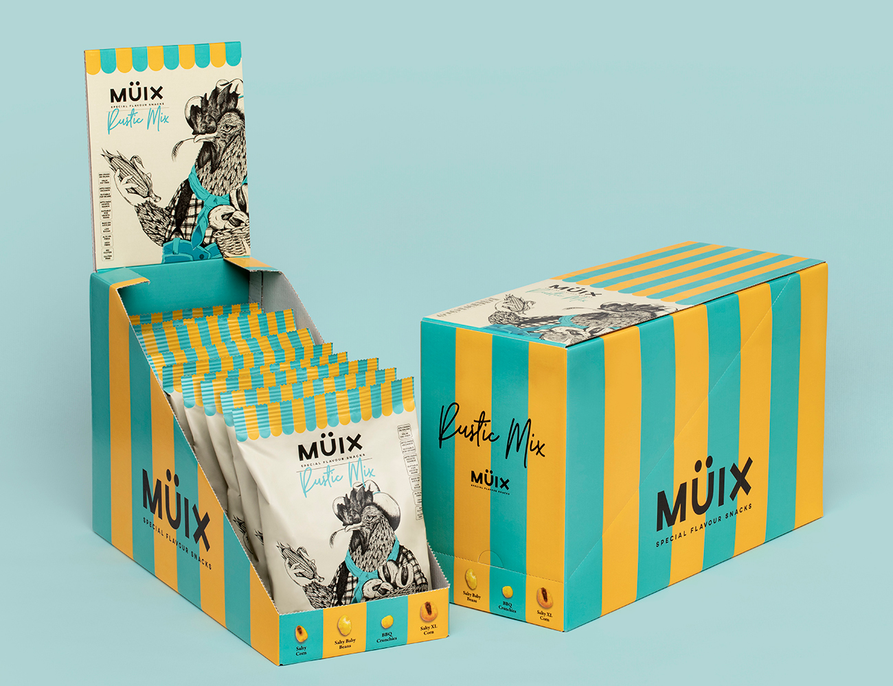 Müix混合口味堅果食品包裝設(shè)計“動物擬人”插畫