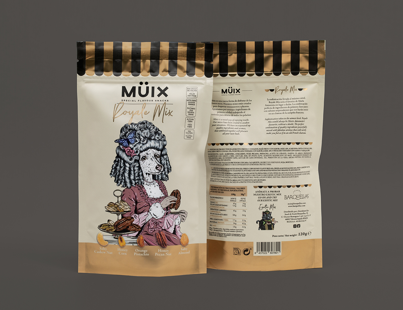 Müix混合口味堅果食品包裝設(shè)計“動物擬人”插畫