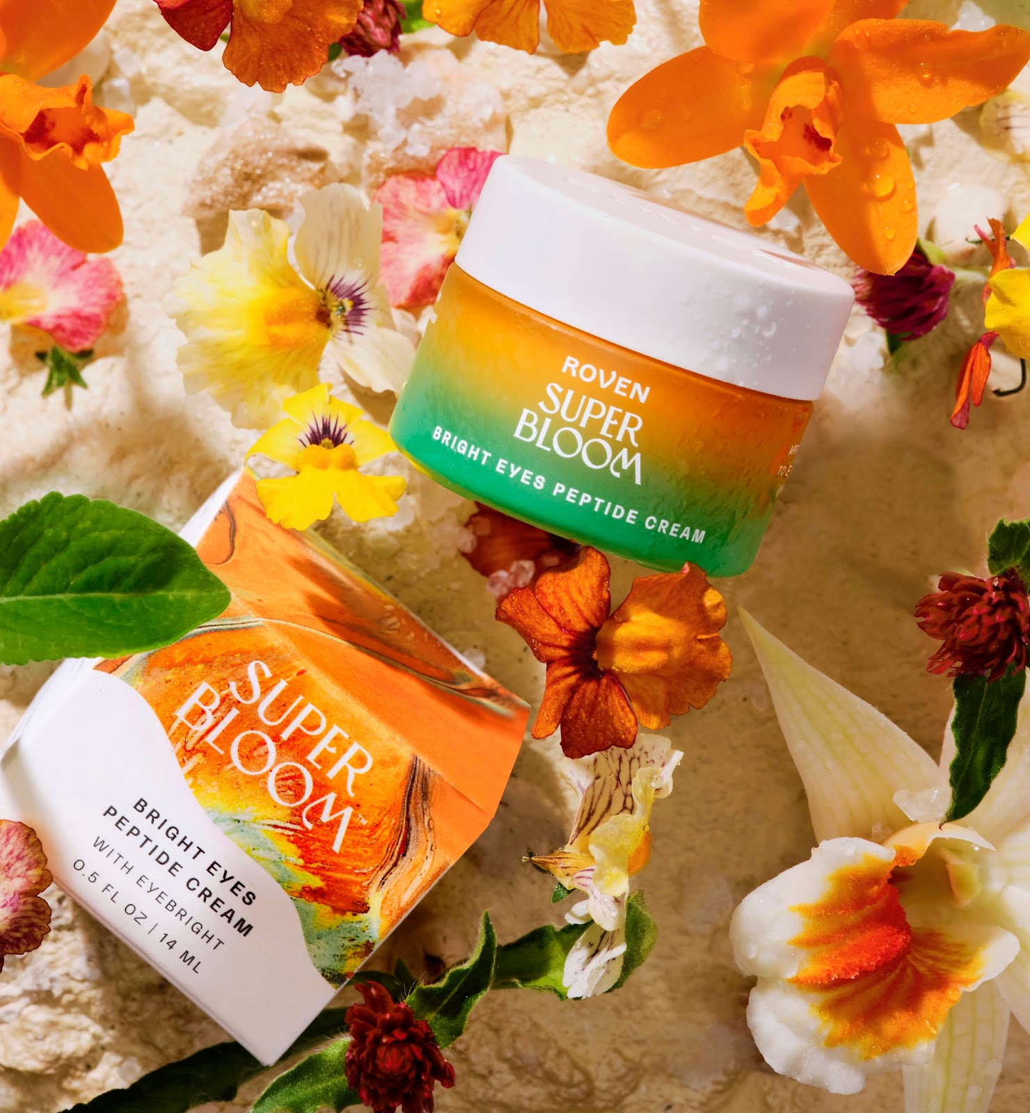 Superbloom 純植物素化妝品包裝設計，漸變水彩綻放女性美麗