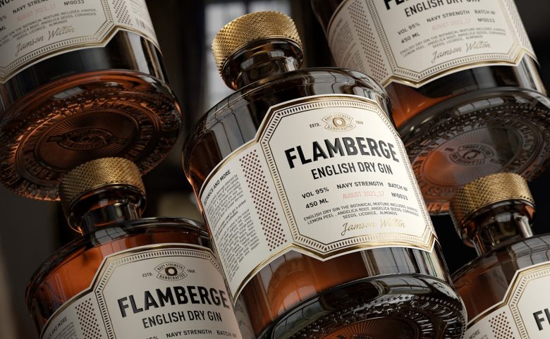 高端風(fēng)格Flamberg 杜松子酒藥酒包裝設(shè)計(jì)禮盒設(shè)計(jì)，包含35種植物