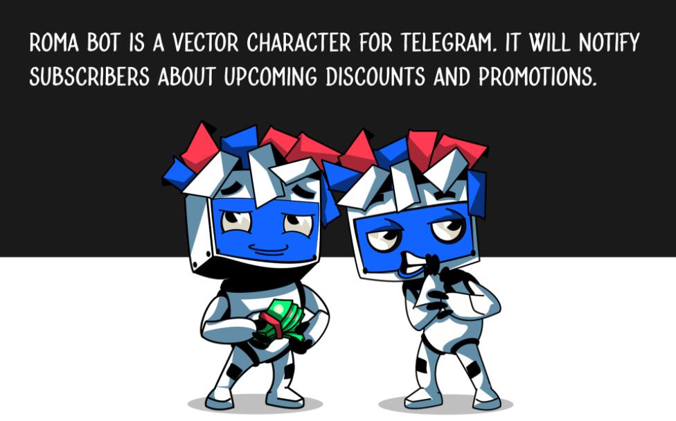 Roma Bot 機器人電腦屏幕IP卡通吉祥物設計