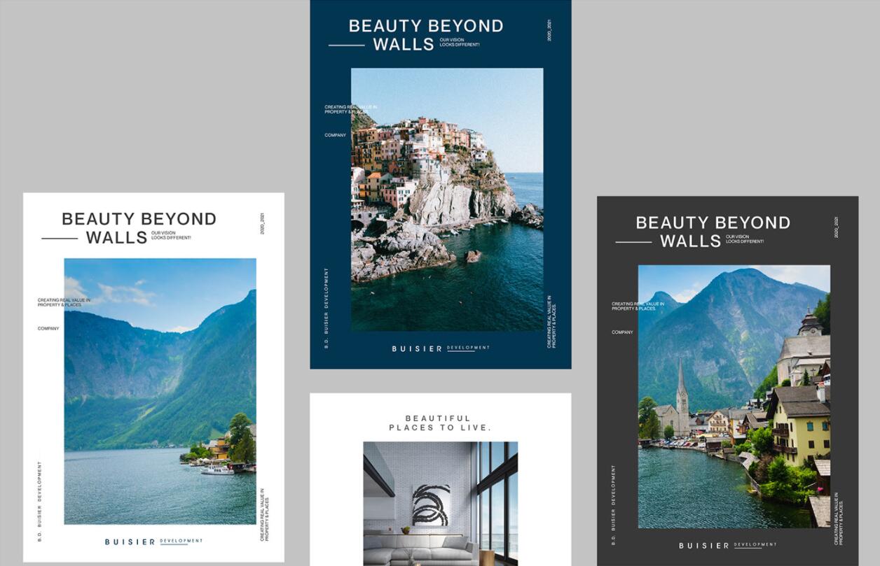 Buisier 別墅地產(chǎn)項(xiàng)目logo設(shè)計(jì)vi形象設(shè)計(jì)，B+D字母+方框