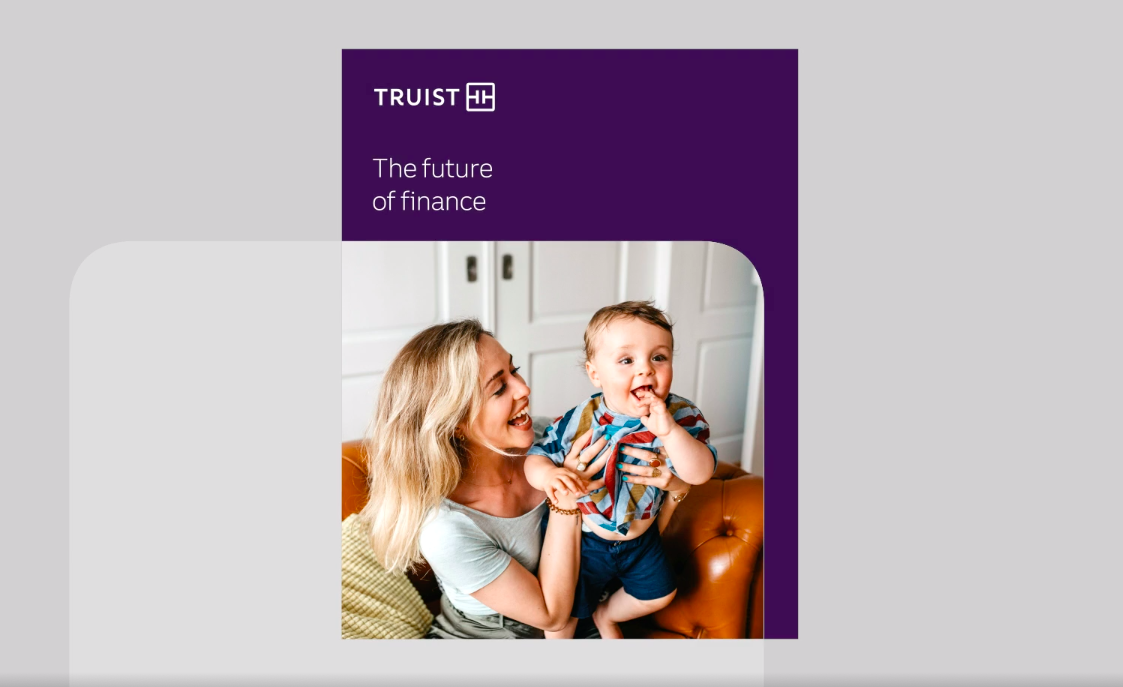 Truist 銀行金融品牌創(chuàng)建品牌命名logo設(shè)計(jì)vi設(shè)計(jì)，兩個(gè)字母T+圓角方形版式