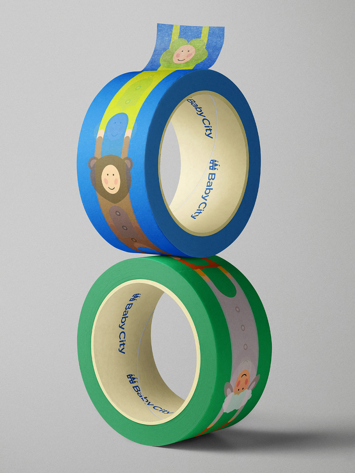 Baby City 嬰兒城嬰兒用品品牌vi設(shè)計(jì)，首尾相連的卡通人物視覺