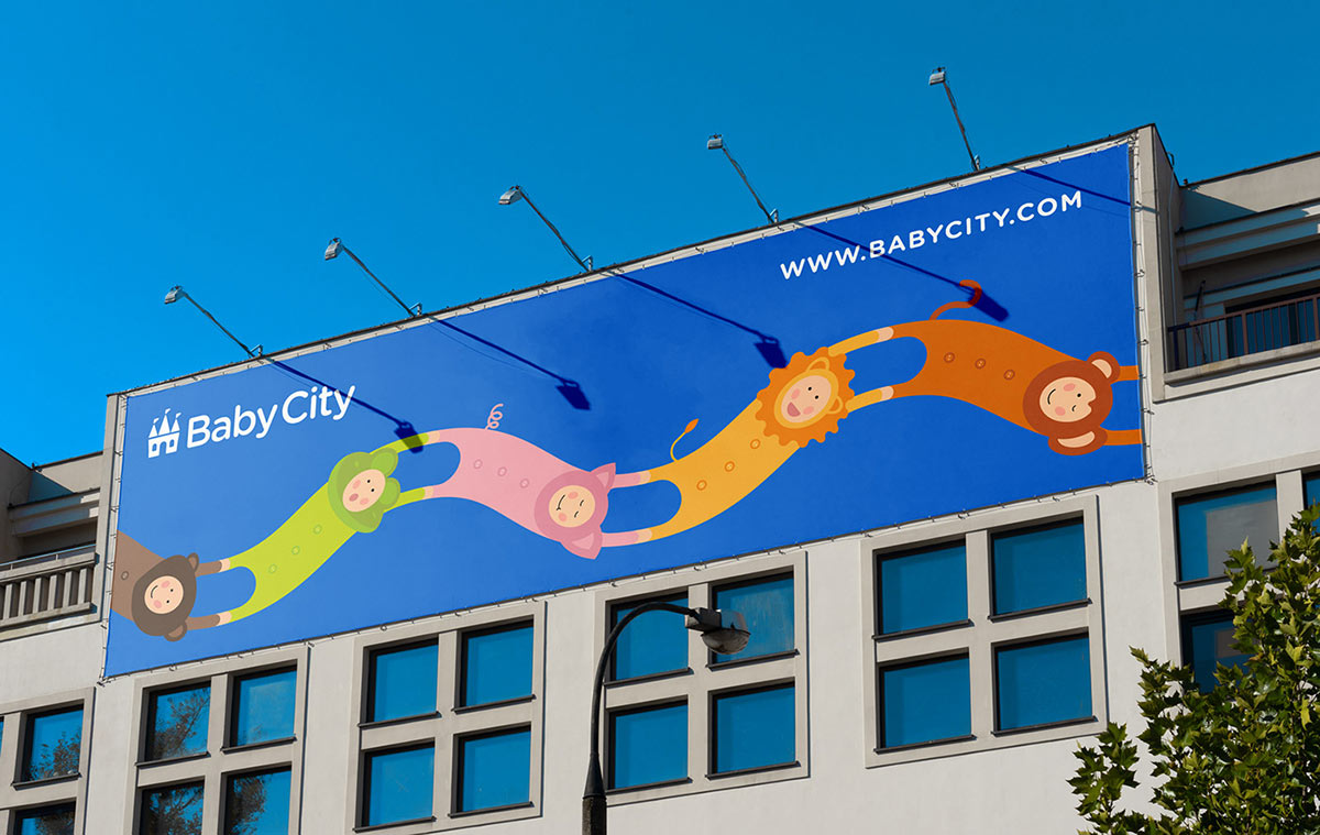 Baby City 嬰兒城嬰兒用品品牌vi設(shè)計(jì)，首尾相連的卡通人物視覺